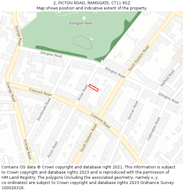 2, PICTON ROAD, RAMSGATE, CT11 9SZ: Location map and indicative extent of plot