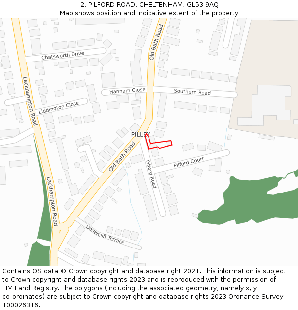 2, PILFORD ROAD, CHELTENHAM, GL53 9AQ: Location map and indicative extent of plot