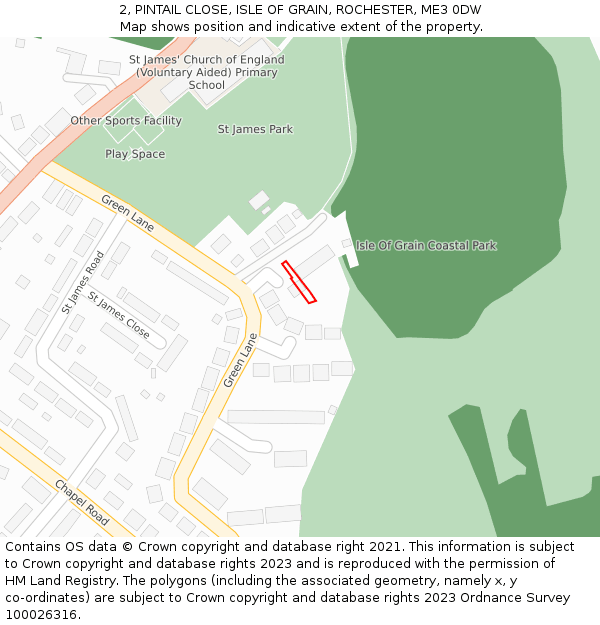 2, PINTAIL CLOSE, ISLE OF GRAIN, ROCHESTER, ME3 0DW: Location map and indicative extent of plot