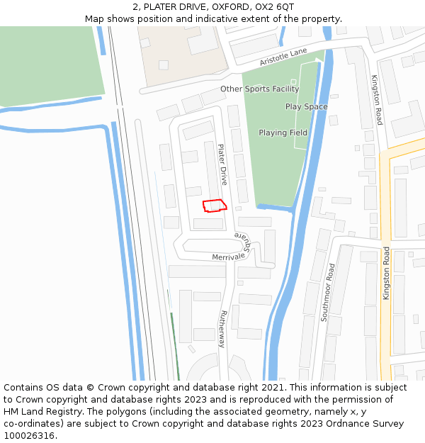 2, PLATER DRIVE, OXFORD, OX2 6QT: Location map and indicative extent of plot