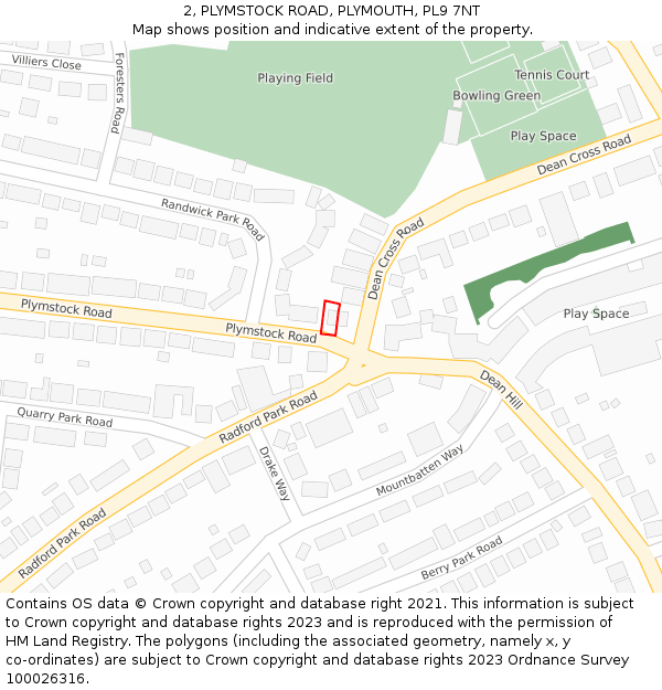 2, PLYMSTOCK ROAD, PLYMOUTH, PL9 7NT: Location map and indicative extent of plot