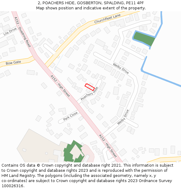 2, POACHERS HIDE, GOSBERTON, SPALDING, PE11 4PF: Location map and indicative extent of plot