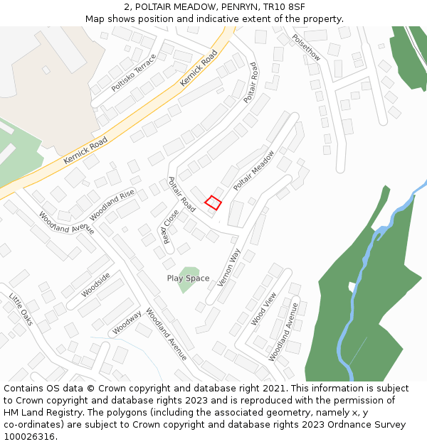 2, POLTAIR MEADOW, PENRYN, TR10 8SF: Location map and indicative extent of plot