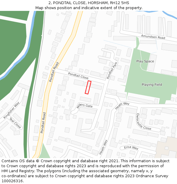 2, PONDTAIL CLOSE, HORSHAM, RH12 5HS: Location map and indicative extent of plot