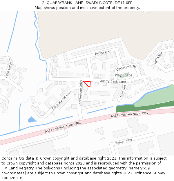 2, QUARRYBANK LANE, SWADLINCOTE, DE11 0FP: Location map and indicative extent of plot