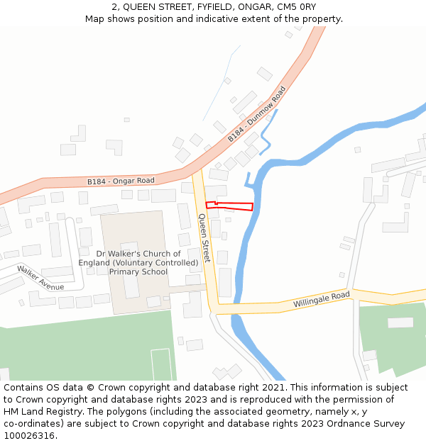 2, QUEEN STREET, FYFIELD, ONGAR, CM5 0RY: Location map and indicative extent of plot