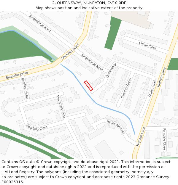 2, QUEENSWAY, NUNEATON, CV10 0DE: Location map and indicative extent of plot