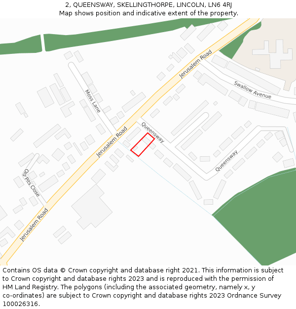 2, QUEENSWAY, SKELLINGTHORPE, LINCOLN, LN6 4RJ: Location map and indicative extent of plot