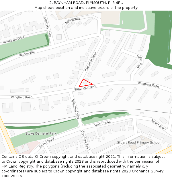 2, RAYNHAM ROAD, PLYMOUTH, PL3 4EU: Location map and indicative extent of plot