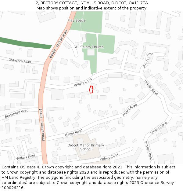 2, RECTORY COTTAGE, LYDALLS ROAD, DIDCOT, OX11 7EA: Location map and indicative extent of plot