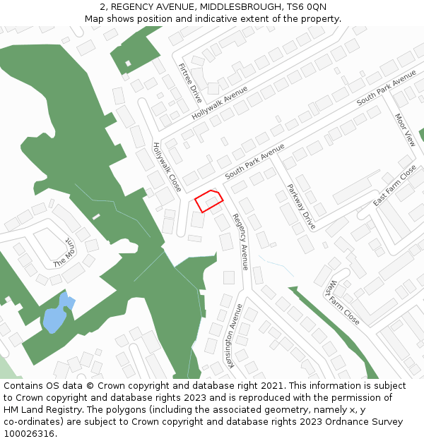 2, REGENCY AVENUE, MIDDLESBROUGH, TS6 0QN: Location map and indicative extent of plot