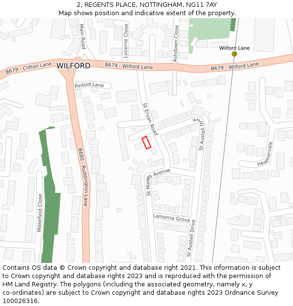 2, REGENTS PLACE, NOTTINGHAM, NG11 7AY: Location map and indicative extent of plot