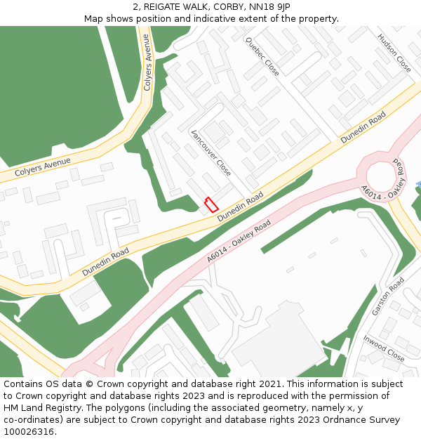 2, REIGATE WALK, CORBY, NN18 9JP: Location map and indicative extent of plot
