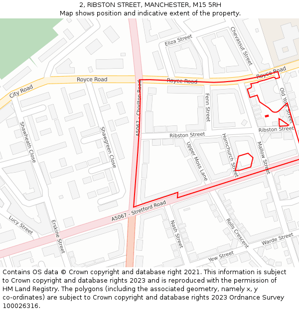 2, RIBSTON STREET, MANCHESTER, M15 5RH: Location map and indicative extent of plot