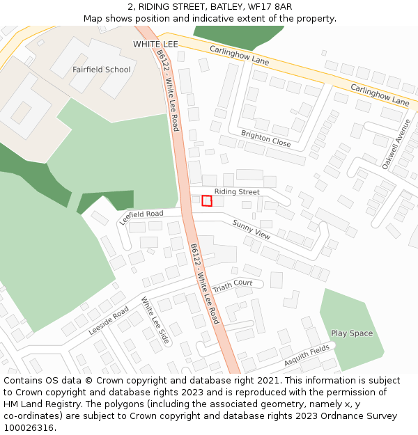 2, RIDING STREET, BATLEY, WF17 8AR: Location map and indicative extent of plot