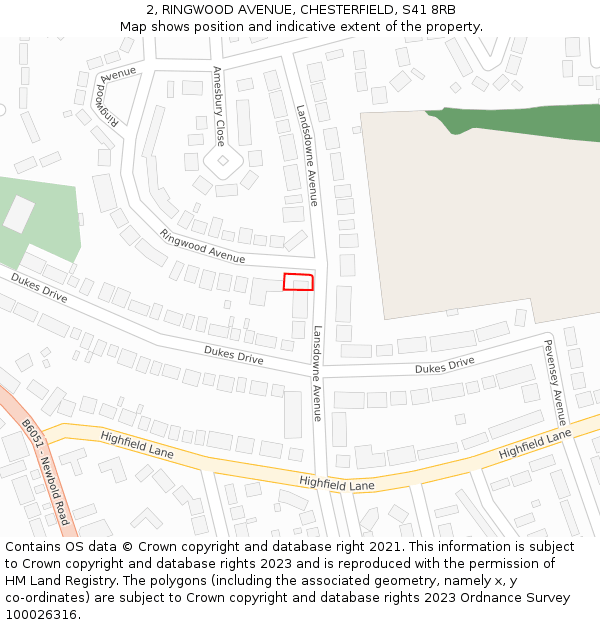 2, RINGWOOD AVENUE, CHESTERFIELD, S41 8RB: Location map and indicative extent of plot