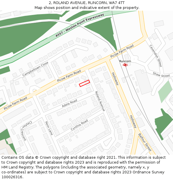 2, ROLAND AVENUE, RUNCORN, WA7 4TT: Location map and indicative extent of plot