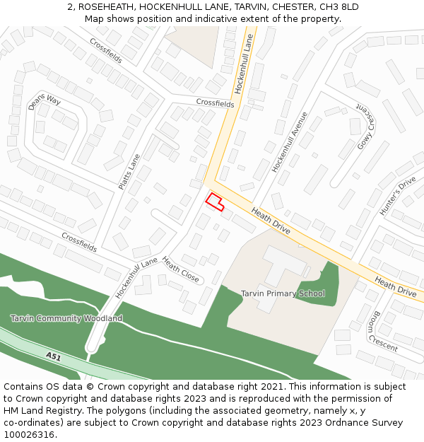 2, ROSEHEATH, HOCKENHULL LANE, TARVIN, CHESTER, CH3 8LD: Location map and indicative extent of plot