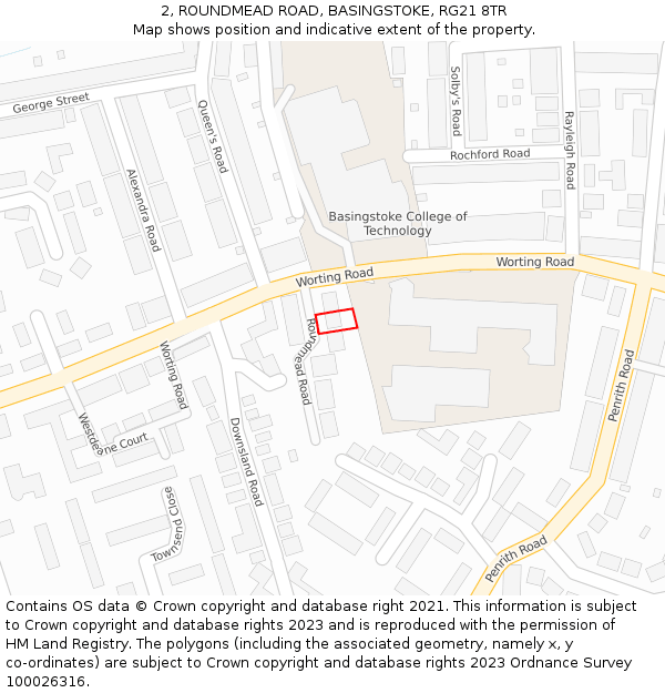 2, ROUNDMEAD ROAD, BASINGSTOKE, RG21 8TR: Location map and indicative extent of plot