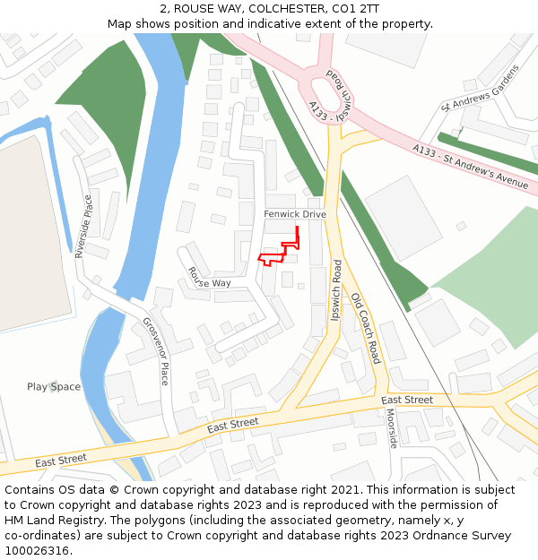 2, ROUSE WAY, COLCHESTER, CO1 2TT: Location map and indicative extent of plot