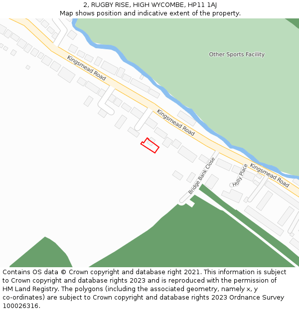 2, RUGBY RISE, HIGH WYCOMBE, HP11 1AJ: Location map and indicative extent of plot