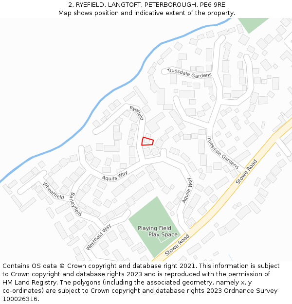 2, RYEFIELD, LANGTOFT, PETERBOROUGH, PE6 9RE: Location map and indicative extent of plot