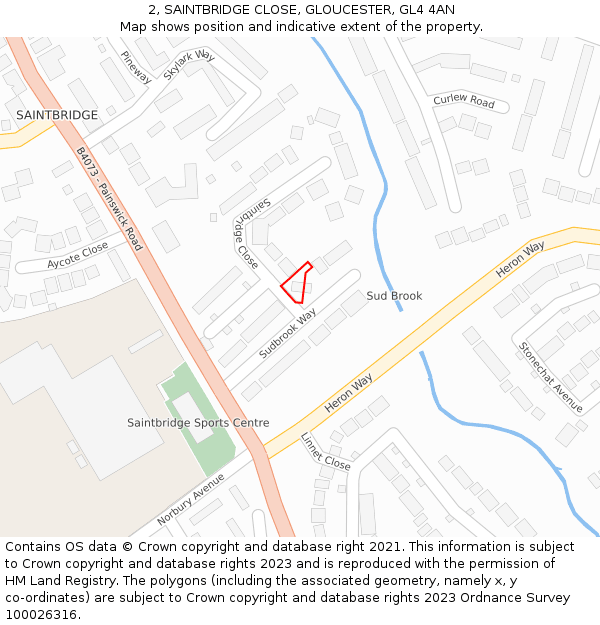 2, SAINTBRIDGE CLOSE, GLOUCESTER, GL4 4AN: Location map and indicative extent of plot