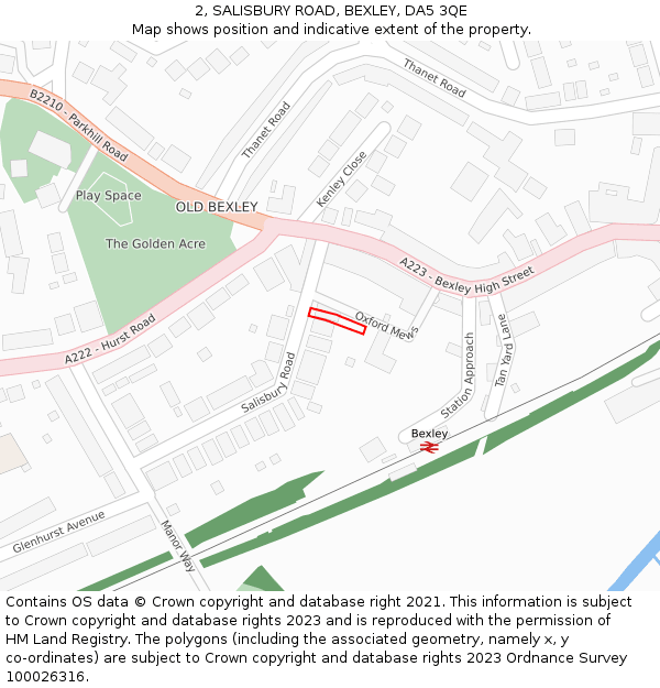 2, SALISBURY ROAD, BEXLEY, DA5 3QE: Location map and indicative extent of plot