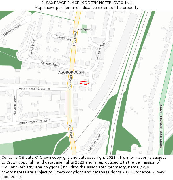 2, SAXIFRAGE PLACE, KIDDERMINSTER, DY10 1NH: Location map and indicative extent of plot