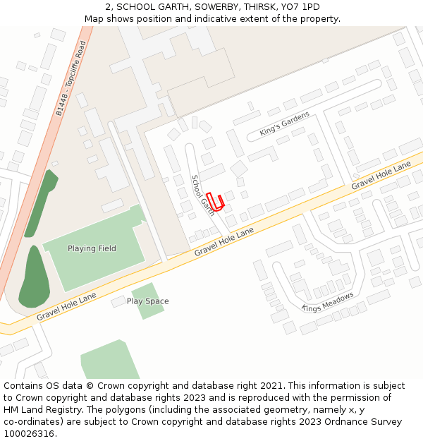 2, SCHOOL GARTH, SOWERBY, THIRSK, YO7 1PD: Location map and indicative extent of plot