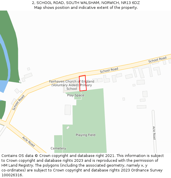 2, SCHOOL ROAD, SOUTH WALSHAM, NORWICH, NR13 6DZ: Location map and indicative extent of plot