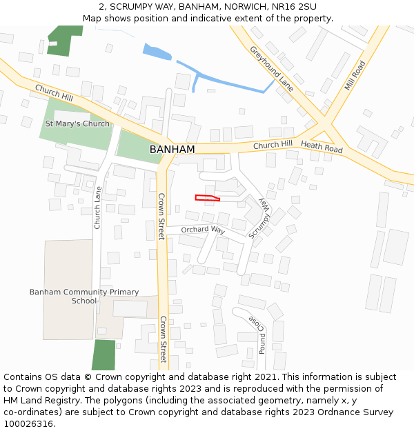 2, SCRUMPY WAY, BANHAM, NORWICH, NR16 2SU: Location map and indicative extent of plot