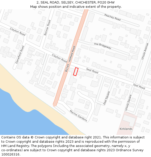 2, SEAL ROAD, SELSEY, CHICHESTER, PO20 0HW: Location map and indicative extent of plot