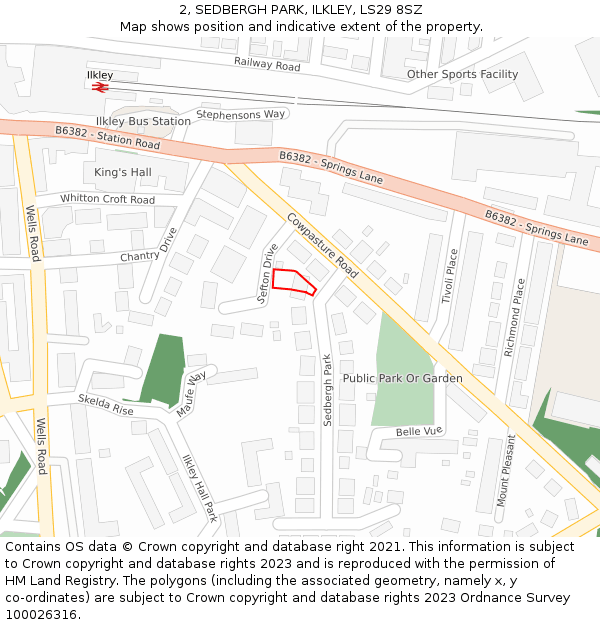 2, SEDBERGH PARK, ILKLEY, LS29 8SZ: Location map and indicative extent of plot