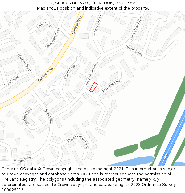 2, SERCOMBE PARK, CLEVEDON, BS21 5AZ: Location map and indicative extent of plot