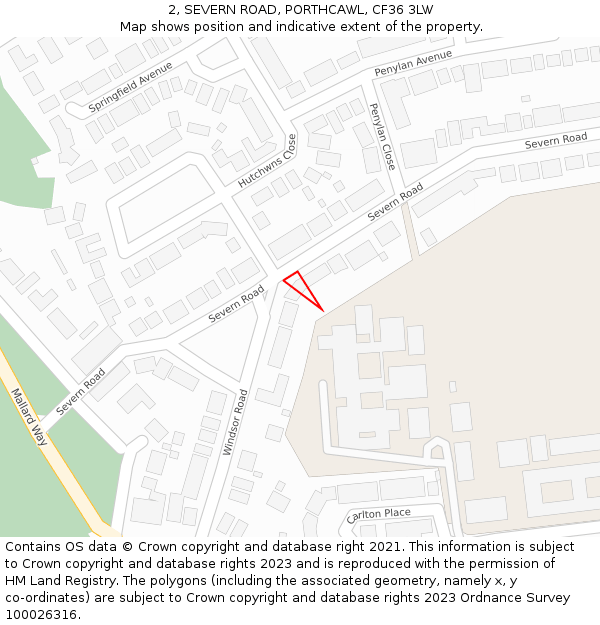 2, SEVERN ROAD, PORTHCAWL, CF36 3LW: Location map and indicative extent of plot