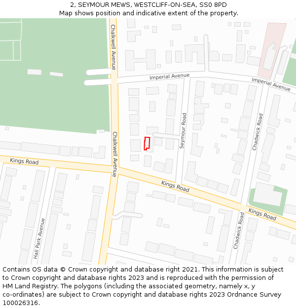 2, SEYMOUR MEWS, WESTCLIFF-ON-SEA, SS0 8PD: Location map and indicative extent of plot