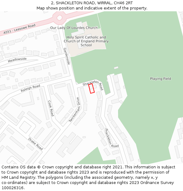 2, SHACKLETON ROAD, WIRRAL, CH46 2RT: Location map and indicative extent of plot