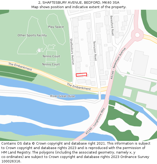 2, SHAFTESBURY AVENUE, BEDFORD, MK40 3SA: Location map and indicative extent of plot