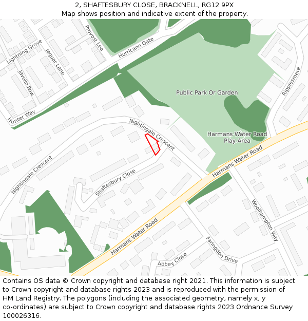 2, SHAFTESBURY CLOSE, BRACKNELL, RG12 9PX: Location map and indicative extent of plot