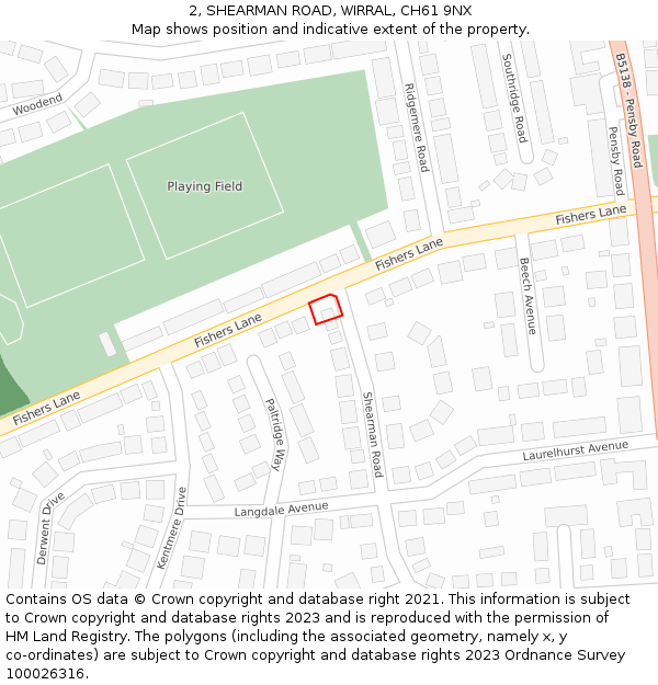 2, SHEARMAN ROAD, WIRRAL, CH61 9NX: Location map and indicative extent of plot