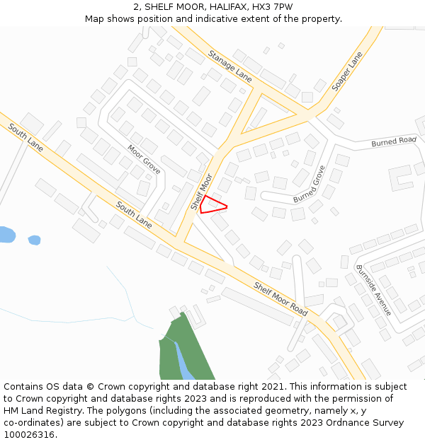 2, SHELF MOOR, HALIFAX, HX3 7PW: Location map and indicative extent of plot