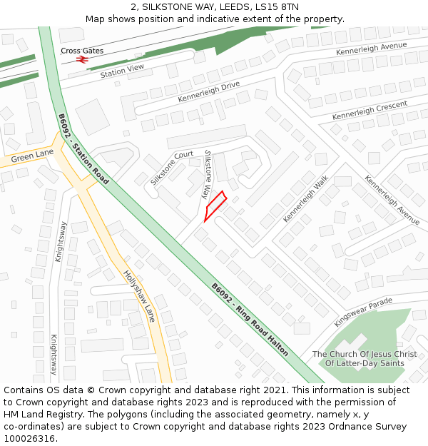 2, SILKSTONE WAY, LEEDS, LS15 8TN: Location map and indicative extent of plot