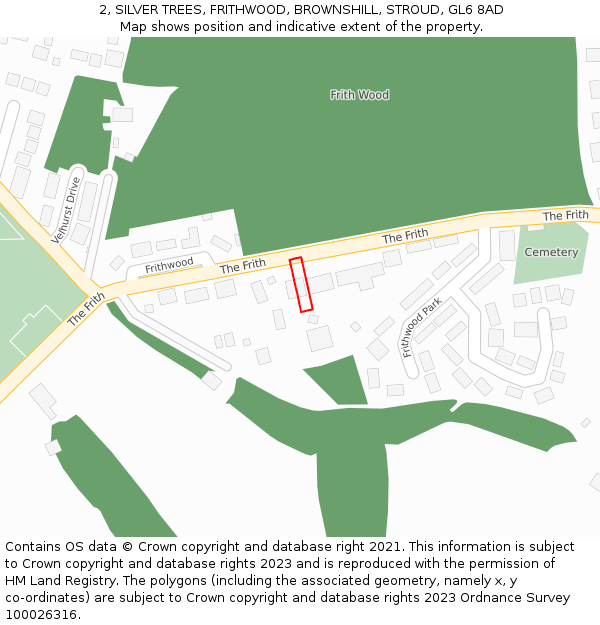 2, SILVER TREES, FRITHWOOD, BROWNSHILL, STROUD, GL6 8AD: Location map and indicative extent of plot