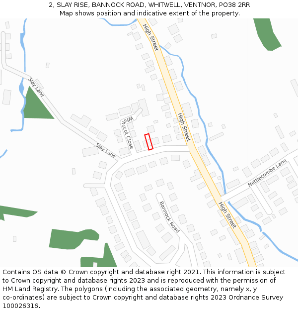 2, SLAY RISE, BANNOCK ROAD, WHITWELL, VENTNOR, PO38 2RR: Location map and indicative extent of plot