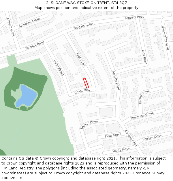 2, SLOANE WAY, STOKE-ON-TRENT, ST4 3QZ: Location map and indicative extent of plot