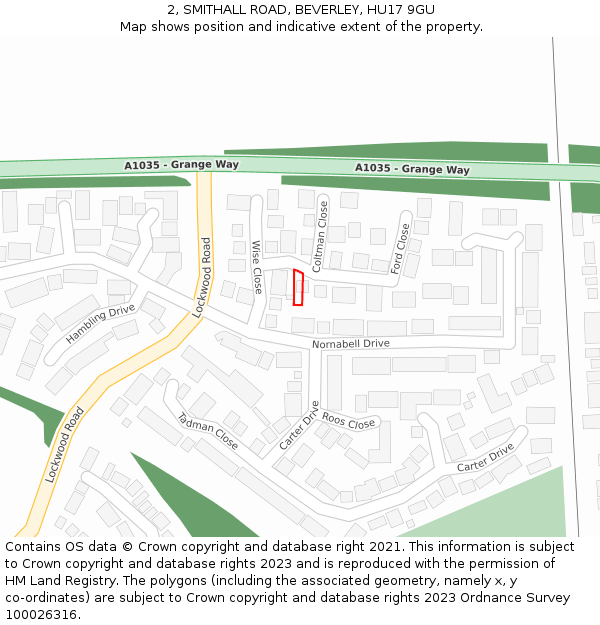 2, SMITHALL ROAD, BEVERLEY, HU17 9GU: Location map and indicative extent of plot