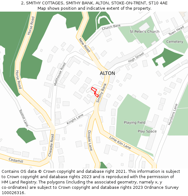 2, SMITHY COTTAGES, SMITHY BANK, ALTON, STOKE-ON-TRENT, ST10 4AE: Location map and indicative extent of plot