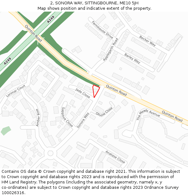 2, SONORA WAY, SITTINGBOURNE, ME10 5JH: Location map and indicative extent of plot