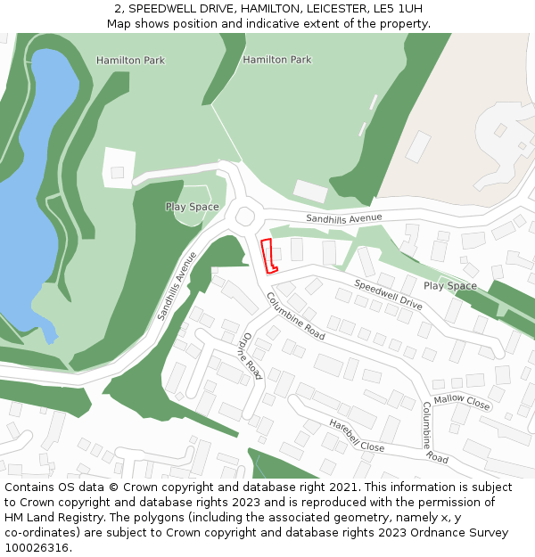 2, SPEEDWELL DRIVE, HAMILTON, LEICESTER, LE5 1UH: Location map and indicative extent of plot